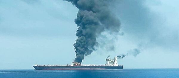 Petroleiro após ter sido atacado no golfo de Omã, 13 de junho de 2019  - Sputnik Brasil