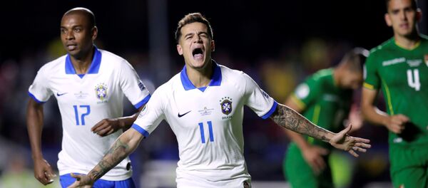 Philippe Coutinho marcou dois gols na goleada do Brasil sobre a Bolívia, na abertura da Copa América 2019 - Sputnik Brasil