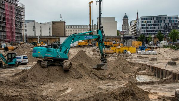 Canteiro de obras próximo à praça Alexanderplatz, em Berlim, onde uma bomba de 100 kg da Segunda Guerra Mundial foi descoberta em 14 de junho de 2019 - Sputnik Brasil