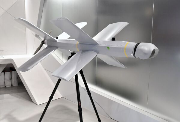 Drone kamikaze de alta precisão ZALA Lancet no estande do consórcio russo Kalashnikov, no fórum EXÉRCITO 2019  - Sputnik Brasil