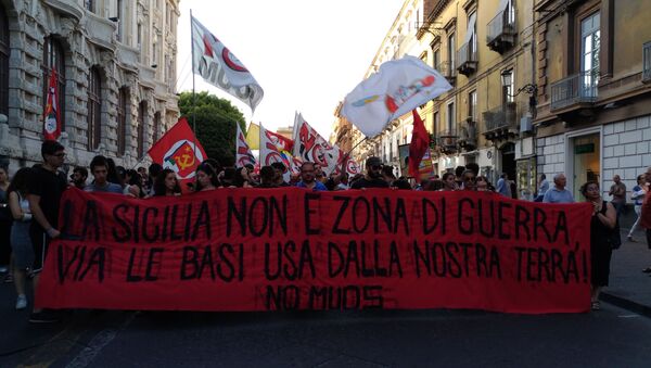 Protestos contra sistema norte-americano MISOS Niscemi, localizado na comuna de Niscemi, na Sicília   - Sputnik Brasil