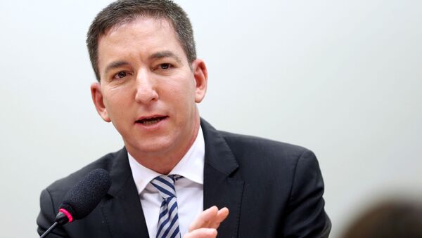 O jornalista Glenn Greenwald na Câmara dos Deputados. - Sputnik Brasil