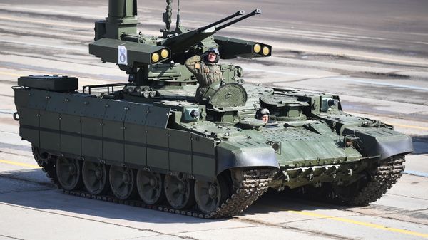 Боевая машина поддержки танков (БМПТ) Терминатор во время репетиции Парада Победы - Sputnik Brasil