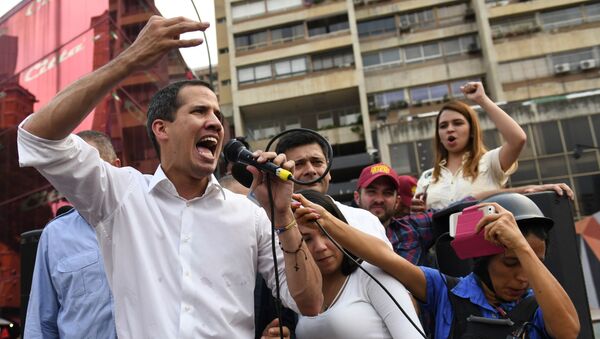 Juan Guaidó durante mobilização popular em Caracas, Venezuela - Sputnik Brasil