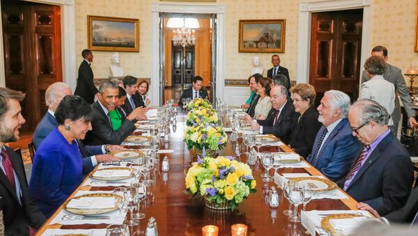 Presidenta Dilma Rousseff durante jantar oferecido pelo Presidente dos Estados Unidos da América, Barack Obama - Sputnik Brasil