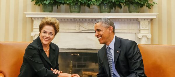 Presidenta Dilma Rousseff durante reunião de trabalho com o presidente dos Estados Unidos da América, Barack Obama. (Washington - EUA, 30/06/2015) - Sputnik Brasil