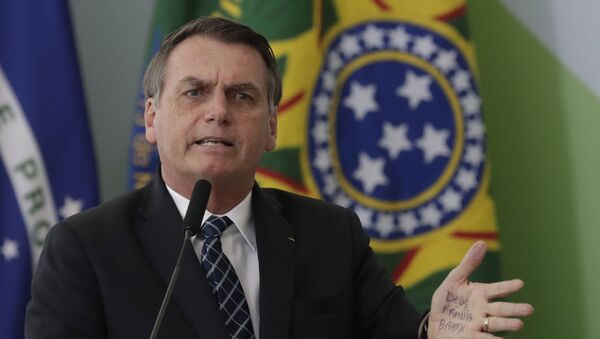 Presidente do Brasil, Jair Bolsonaro, durante o discurso no Palácio do Planalto, 1º de agosto de 2019  - Sputnik Brasil