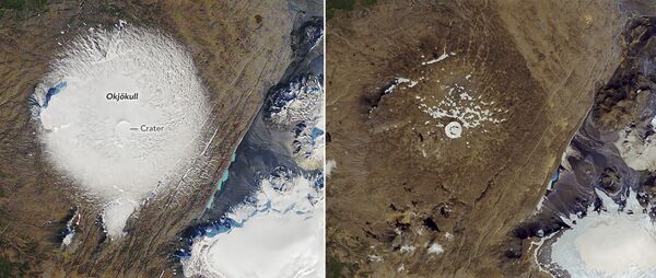 NASA expõe FOTOS chocantes da 1ª geleira islandesa declarada morta - Sputnik Brasil