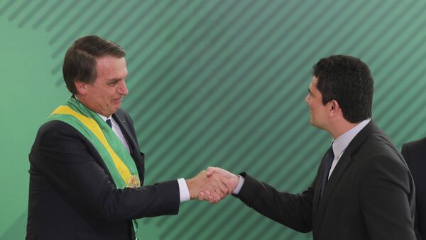 Jair Bolsonaro e Sergio Moro na posse de Bolsonaro, em Brasília. - Sputnik Brasil