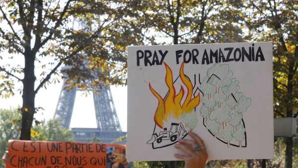 Protesto em Paris contra os incêndios florestais na Amazônia - Sputnik Brasil