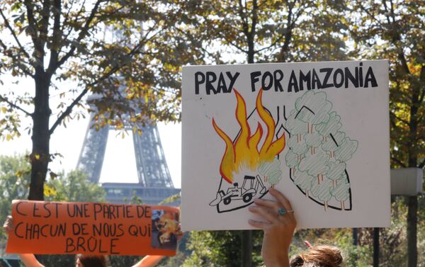 Protesto em Paris contra os incêndios florestais na Amazônia - Sputnik Brasil