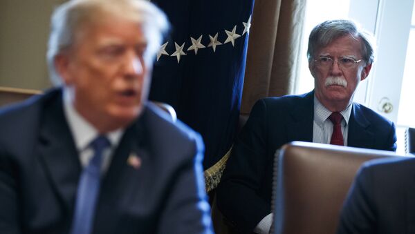 O presidente dos Estados Unidos, Donald Trump, e seu ex-conselheiro de Segurança Nacional, John Bolton, durante reunião na Casa Branca (arquivo) - Sputnik Brasil