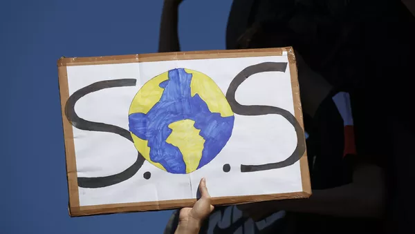 Cartaz da Greve Global pelo Clima nesta sexta-feira (20) em Paris, França.  - Sputnik Brasil