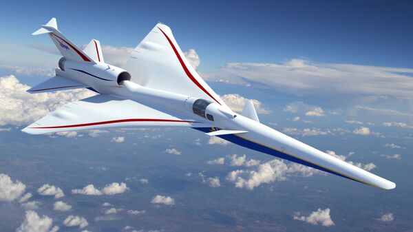 Modelo do avião supersônico Lockheed Martin X-59 (imagem referencial) - Sputnik Brasil
