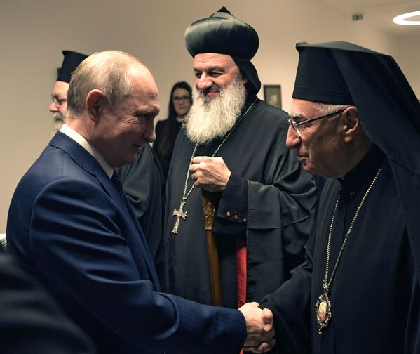 Presidente da Rússia, Vladimir Putin, em encontro com hierarcas das Igrejas Cristãs do Oriente Médio - Sputnik Brasil
