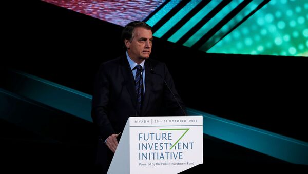 O presidente Jair Bolsonaro discursa em evento para investidores na Arábia Saudita. - Sputnik Brasil