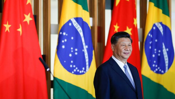O presidente da China, Xi Jinping, durante cúpula do BRICS em Brasília. - Sputnik Brasil