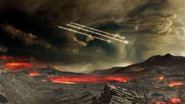 Imagem ilustrativa de meteoros que impactaram na antiga Terra - Sputnik Brasil
