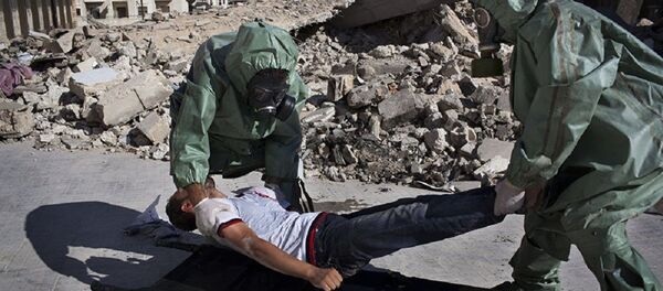 Voluntários praticam resposta a ataque químico, Aleppo, Síria - Sputnik Brasil