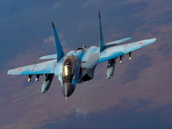 Caça russo polivalente de quarta geração MiG-29K, da aviação embarcada - Sputnik Brasil