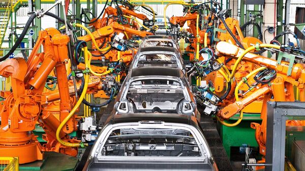 Máquinas na linha de produção da fábrica de veículos da Ford em São Bernardo do Campo (SP) - Sputnik Brasil