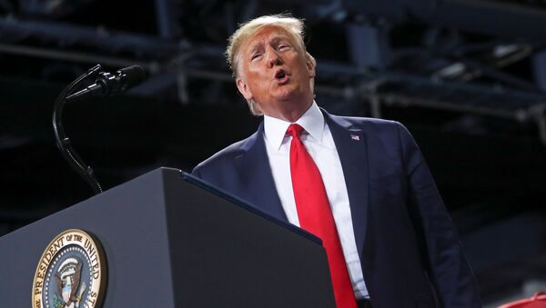 Presidente dos EUA, Donald Trump, fala durante comício de campanha em Battle Creek, Michigan, EUA, 18 de dezembro de 2019 - Sputnik Brasil