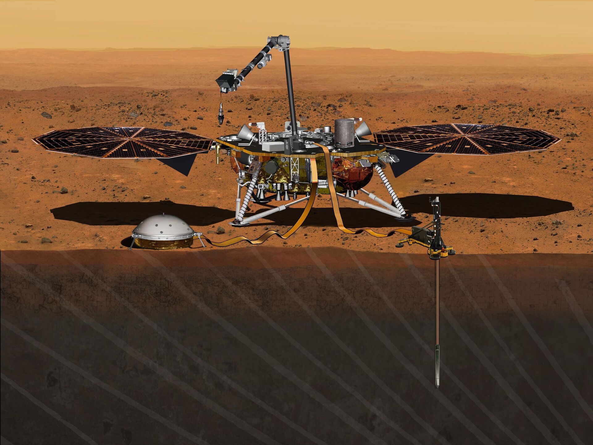 Robô InSight da NASA pode 'morrer' no Planeta Vermelho devido à poeira marciana - Sputnik Brasil, 1920, 28.06.2021