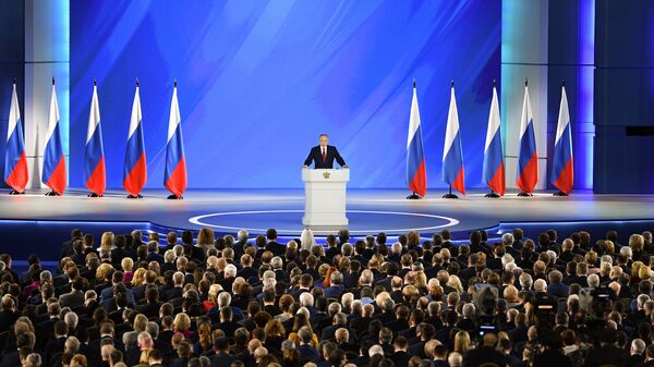 Presidente russo, Vladimir Putin discursa na Assembleia Federal da Rússia, em Moscou - Sputnik Brasil