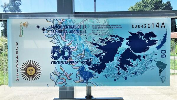 Nota de peso argentino em homenagem às ilhas Malvinas - Sputnik Brasil