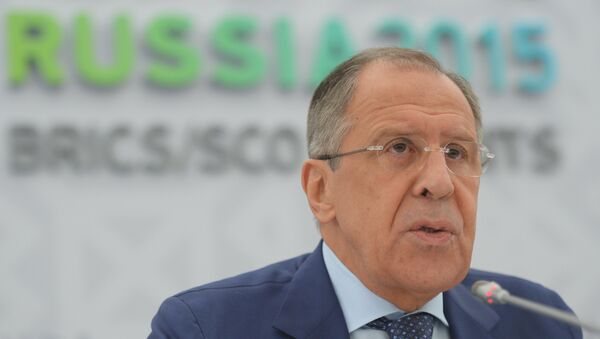 Briefing do ministro das Relações Exteriores da Rússia, Sergei Lavrov, no âmbito da cúpula dos BRICS em Ufá - Sputnik Brasil