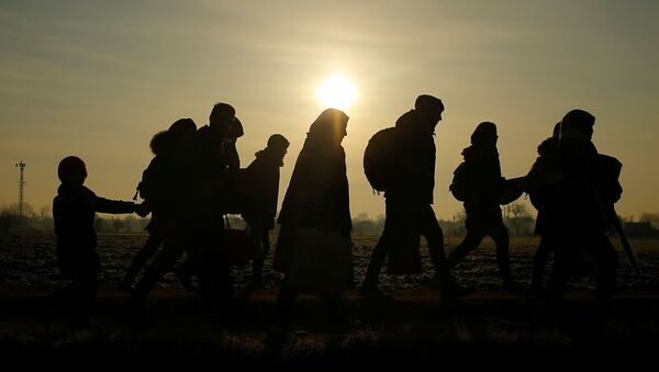Migrantes caminham em direção ao posto fronteiriço de Pazarkule, Turquia, em 1º de março de 2020 - Sputnik Brasil