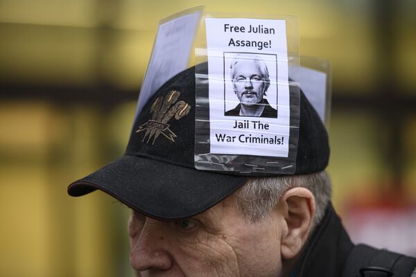 Participante de manifestação contra extradição do fundador do WikiLeaks, Julian Assange, em Londres
 - Sputnik Brasil
