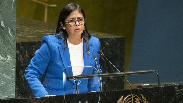 Delcy Rodríguez falando em sessão da Assembleia Geral das Nações Unidas - Sputnik Brasil