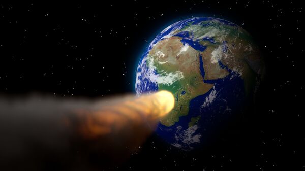 Ilustração artística de asteroide se aproximando da Terra - Sputnik Brasil