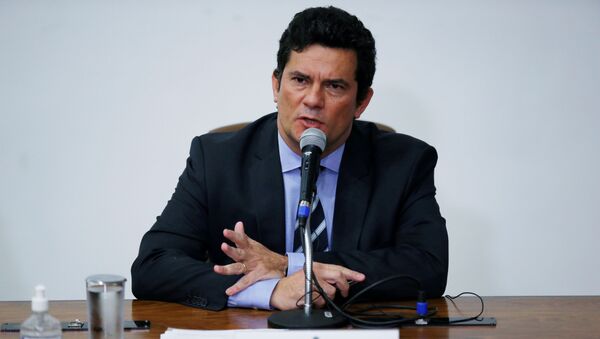 Ex-ministro da Justiça Sergio Moro durante coletiva de imprensa em Brasília, 24 de abril de 2020 - Sputnik Brasil