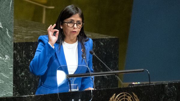 Vice-presidente da Venezuela, Delcy Rodríguez, em sessão da Assembleia Geral da ONU - Sputnik Brasil