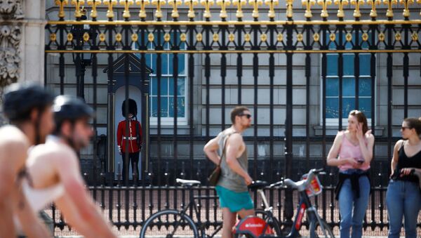 Um guarda da rainha é visto no Palácio de Buckingham em meio à COVID-19 - Sputnik Brasil