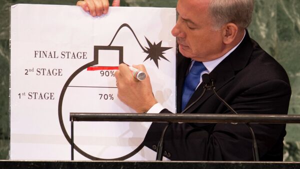 Primeiro-ministro de Israel, Benjamin Netanyahu, fala sobre o programa nuclear iraniano na ONU - Sputnik Brasil