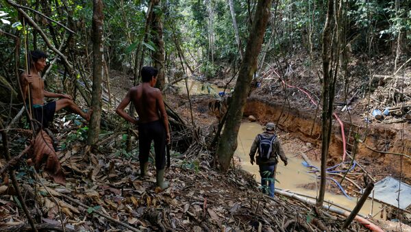 Índios yanomamis seguem agentes do Ibama que combatem a mineração ilegal em Roraima - Sputnik Brasil