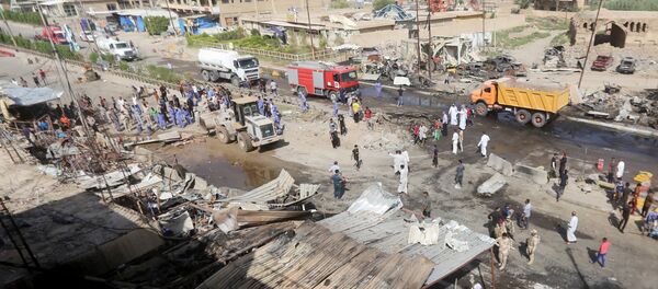A cidade iraquiana de Khan Bani Saad após o ataque com carro-bomba da última sexta-feira (18) - Sputnik Brasil