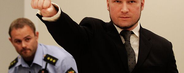 Terrorista Anders Breivik no tribunal de Oslo - Sputnik Brasil