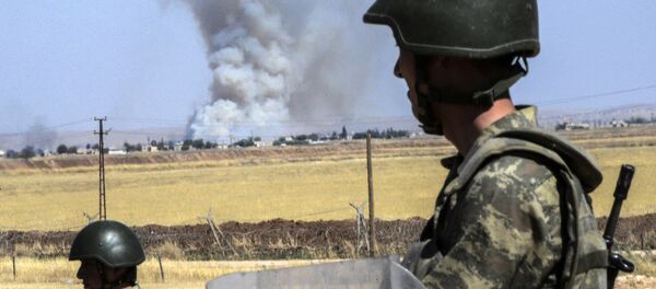 Soldados turcos guardam fronteira com a Síria, na região de Sanliurfa - Sputnik Brasil