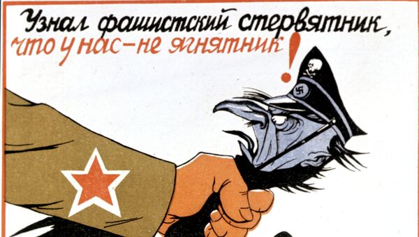 Pôster de propaganda soviética que diz: Agora o abutre sabe que não somos cordeiros - Sputnik Brasil