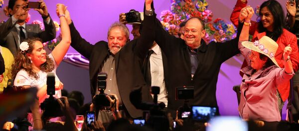 Ex-presidente Lula, durante cerimônia de abertura da 5ª marcha das Margaridas no Estádio Nacional de Brasília - Sputnik Brasil