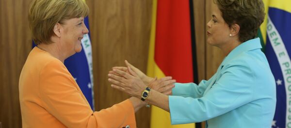 A chanceler alemã, Angela Merkel, a presidenta Dilma Rousseff, no Itamaraty - Sputnik Brasil