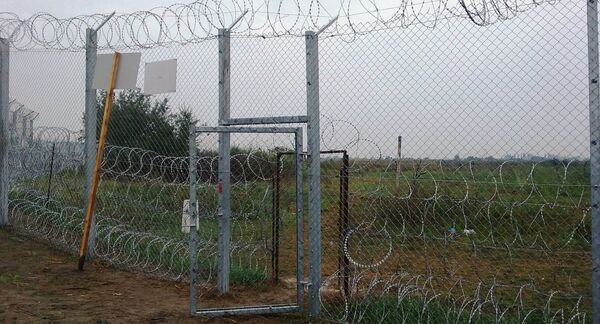 Cerca de arame farpado erguida na fronteira entre Sérvia e Hungria - Sputnik Brasil