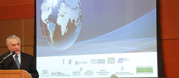 Michel Temer discursa durante Fórum Empresarial “Brasil-Rússia: direções estratégicas de cooperação”, em Moscou Michel Temer discursa durante Fórum Empresarial “Brasil-Rússia: direções estratégicas de cooperação”, em Moscou - Sputnik Brasil