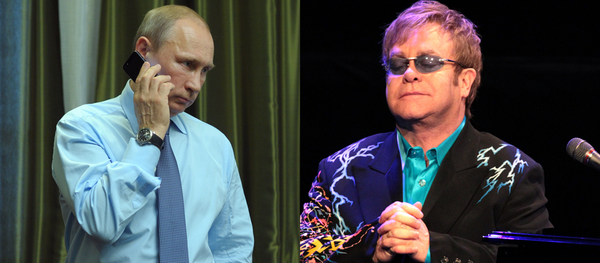 Vladimir Putin e Elton John - Sputnik Brasil