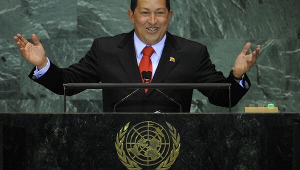 Presidente da Venezuela Hugo Chávez na Assembleia Geral da ONU em 2009 - Sputnik Brasil