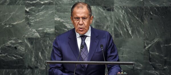 Ministro das Relações Exteriores da Rússia, Sergei Lavrov em pronunciamento da Assembleia Geral da ONU, em Nova Iorque, 27 de setembro, 2015. - Sputnik Brasil